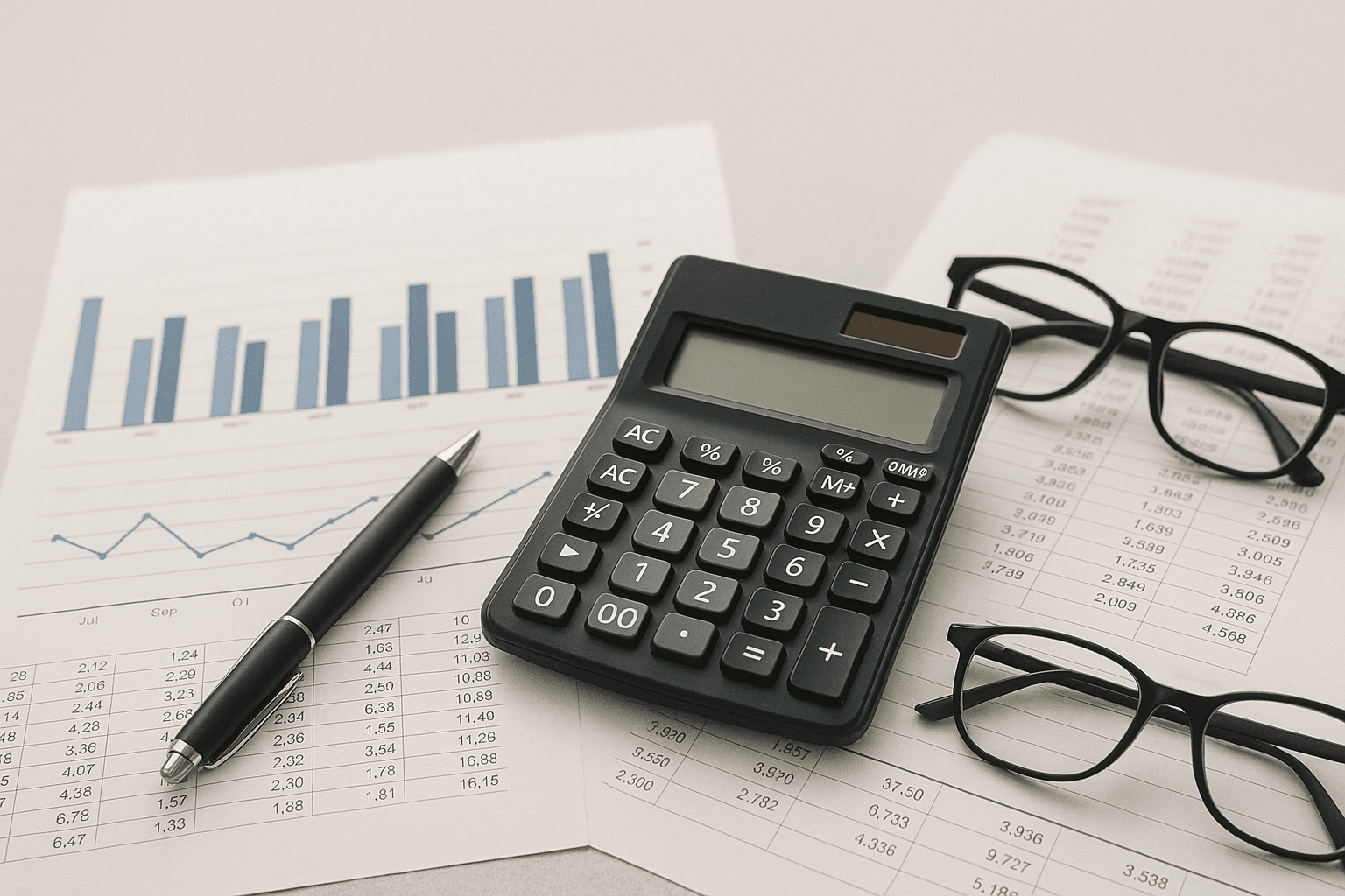 Calculadora e documentos financeiros